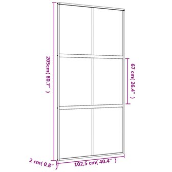 Schuifdeur 102,5x205 cm helder ESG-glas en aluminium goudkleur 8