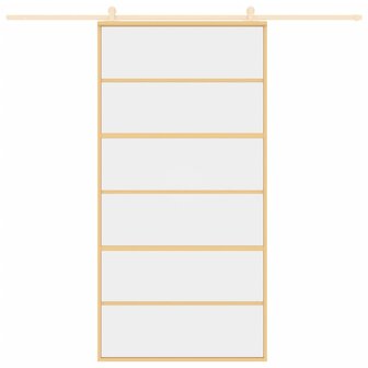Schuifdeur 102,5x205 cm helder ESG-glas en aluminium goudkleur 3