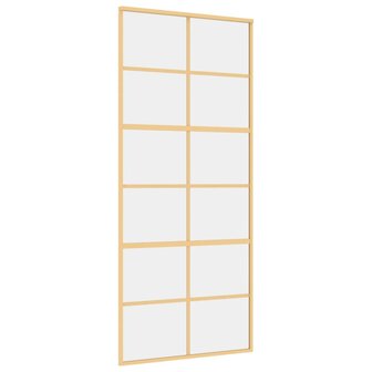 Schuifdeur 90x205 cm helder ESG-glas en aluminium goudkleurig 2