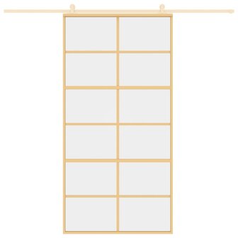 Schuifdeur 102,5x205 cm helder ESG-glas en aluminium goudkleur 3