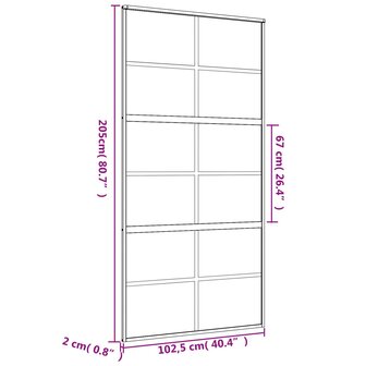 Schuifdeur 102,5x205 cm helder ESG-glas en aluminium goudkleur 8