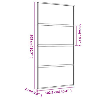 Schuifdeur 102,5x205 cm helder ESG-glas en aluminium goudkleur 8