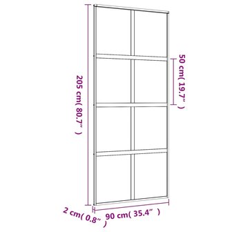 Schuifdeur 90x205 cm helder ESG-glas en aluminium goudkleurig 8
