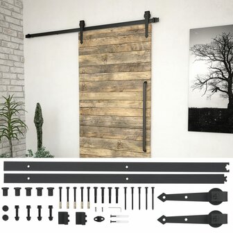 Doos met onderdelen voor schuifdeur 183 cm staal zwart   1