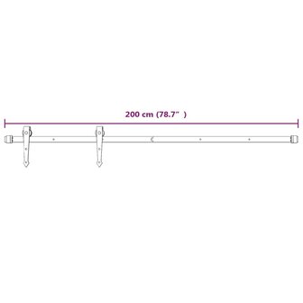 Beslagset voor schuifdeur 200 cm staal wit 7