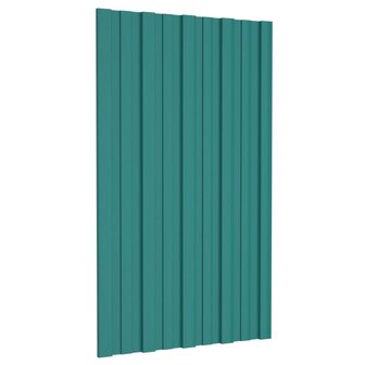Dakpanelen 12 st 80x45 cm gegalvaniseerd staal groen 3