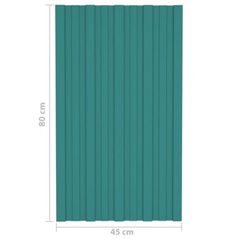 Dakpanelen 12 st 80x45 cm gegalvaniseerd staal groen 7