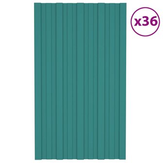 Dakpanelen 36 st 80x45 cm gegalvaniseerd staal groen 1