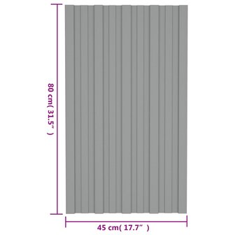 Dakpanelen 12 st 80x45 cm gegalvaniseerd staal grijs 7