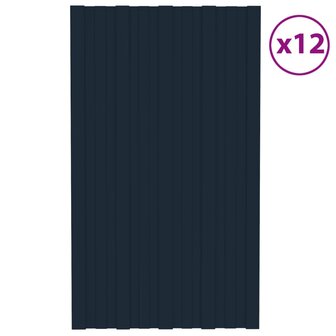 Dakpanelen 12 st 80x45 cm gegalvaniseerd staal antracietkleurig 1