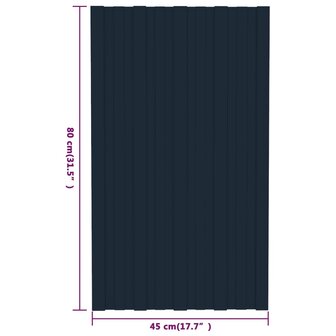 Dakpanelen 12 st 80x45 cm gegalvaniseerd staal antracietkleurig 7