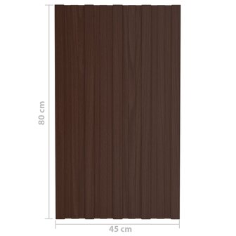 Dakpanelen 12 st 80x45 cm gegalvaniseerd staal bruin 7