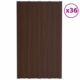 Dakpanelen 36 st 80x45 cm gegalvaniseerd staal bruin 1