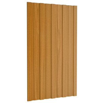 Dakpanelen 12 st 80x45 cm gegalvaniseerd staal lichthoutkleurig 3
