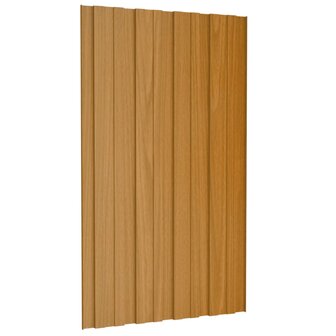 Dakpanelen 12 st 80x45 cm gegalvaniseerd staal lichthoutkleurig 4