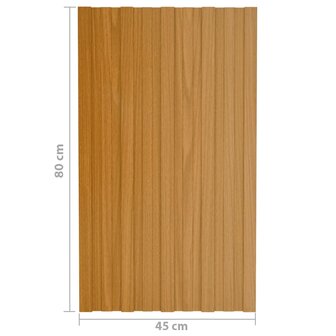 Dakpanelen 12 st 80x45 cm gegalvaniseerd staal lichthoutkleurig 7