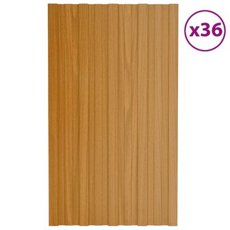 Dakpanelen 36 st 80x45 cm gegalvaniseerd staal lichthoutkleurig 1