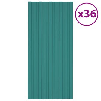 Dakpanelen 36 st 100x45 cm gegalvaniseerd staal groen 1