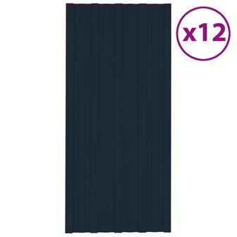 Dakpanelen 12 st 100x45 cm gegalvaniseerd staal antraciet 1