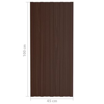 Dakpanelen 12 st 100x45 cm gegalvaniseerd staal bruin 7