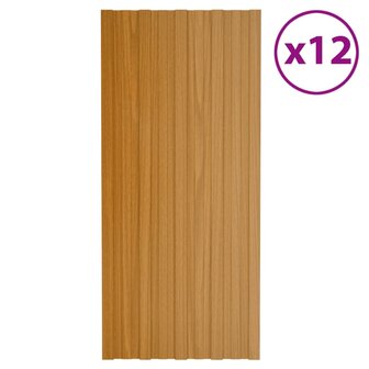 Dakpanelen 12 st 100x45 cm gegalvaniseerd staal lichthout 1