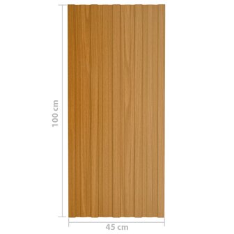 Dakpanelen 12 st 100x45 cm gegalvaniseerd staal lichthout 7