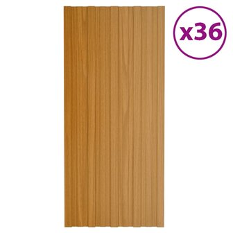 Dakpanelen 36 st 100x45 cm gegalvaniseerd staal lichthout 1