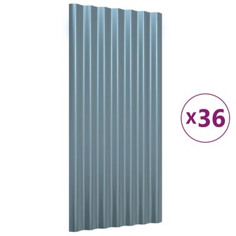 Dakpanelen 36 st 80x36 cm gepoedercoat staal grijs 2