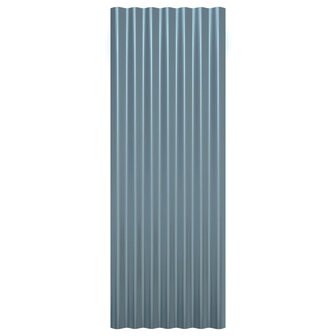 Dakpanelen 12 st 100x36 cm gepoedercoat staal grijs 4