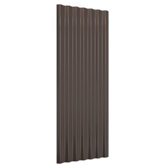 Dakpanelen 12 st 100x36 cm gepoedercoat staal bruin 3