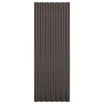 Dakpanelen 12 st 100x36 cm gepoedercoat staal bruin 4
