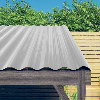 Dakpanelen 12 st 100x36 cm gepoedercoat staal zilverkleurig 1