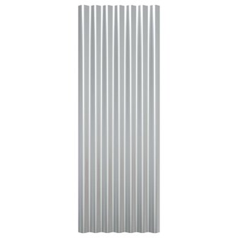 Dakpanelen 12 st 100x36 cm gepoedercoat staal zilverkleurig 4