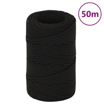 Werktouw 2 mm 50 m polyester zwart 1