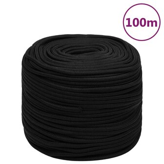 Werktouw 6 mm 100 m polyester zwart 1