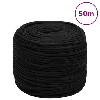 Werktouw 10 mm 50 m polyester zwart 1