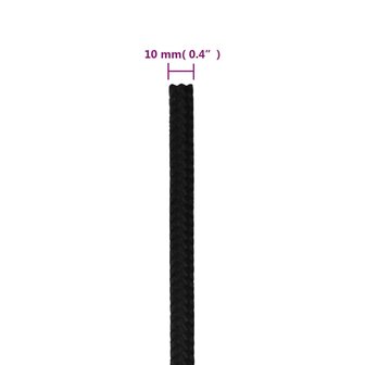 Werktouw 10 mm 50 m polyester zwart 6