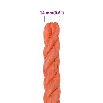 Werktouw 14 mm 50 m polypropeen oranje 6
