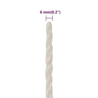 Werktouw 6 mm 250 m polypropeen wit 6