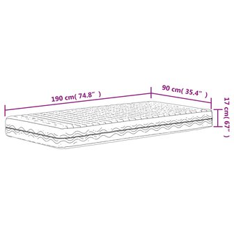 Schuimmatras hardheid H2 H3 90x190 cm wit 9