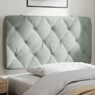 Hoofdbordkussen 100 cm velvet lichtgrijs 1