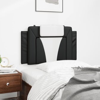 Hoofdbordkussen 80 cm kunstleer zwart en wit 3