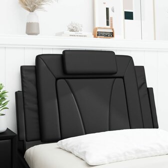 Hoofdbordkussen 90 cm kunstleer zwart 4