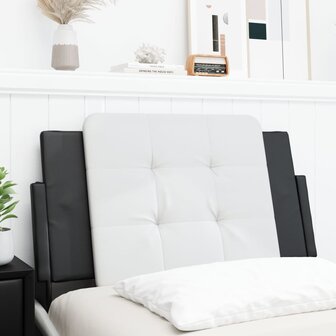 Hoofdbordkussen 80 cm kunstleer wit en zwart 1