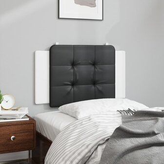 Hoofdbordkussen 80 cm kunstleer zwart en wit 3