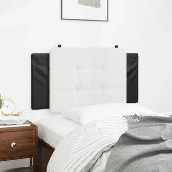 Hoofdbordkussen 100 cm kunstleer wit en zwart 3