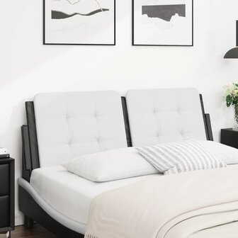Hoofdbordkussen 120 cm kunstleer wit en zwart 1