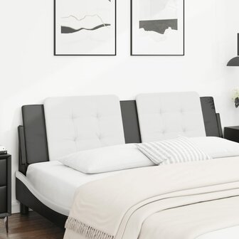 Hoofdbordkussen 180 cm kunstleer wit en zwart 1
