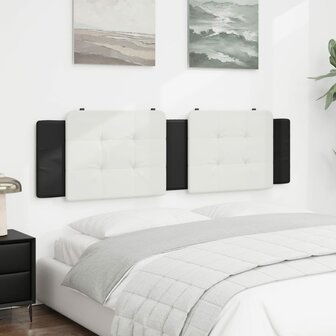 Hoofdbordkussen 180 cm kunstleer wit en zwart 3