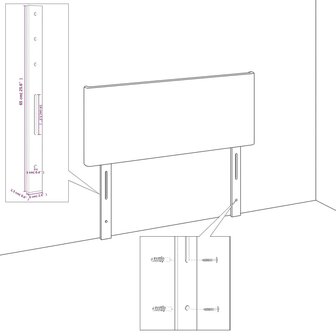 Hoofdbord 80x5x78/88 cm stof lichtgrijs 5
